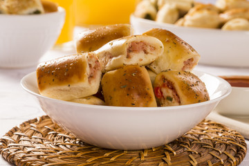 Brazilian snack. cheese and ham snacks portion.