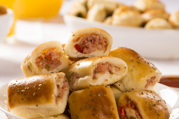 Brazilian snack. cheese and ham snacks portion.