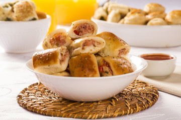 Brazilian snack. cheese and ham snacks portion.