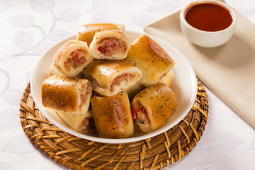 Brazilian snack. cheese and ham snacks portion.