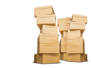 stack of cardboard box isolated on white