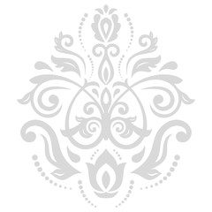 Elegant vector silver ornament in the style of barogue. Abstract traditional pattern with oriental elements