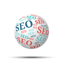 Tag cloud sphere Seo, isolated on white background