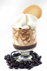 coffee with sour cream and biscuit