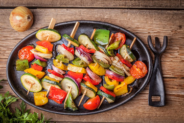 Grilled vegetable skewers.