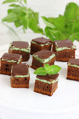 Chocolate cake with mint