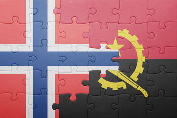 puzzle with the national flag of angola and portugal