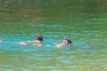 snorkeling in turquoise water
