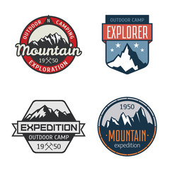 Set of vintage mountain outdoor labels