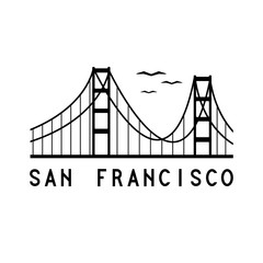 Golden Gate bridge of San Francisco vector illustration - obrazy, fototapety, plakaty