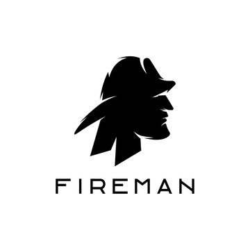 silhouette of fireman abstract vector design template