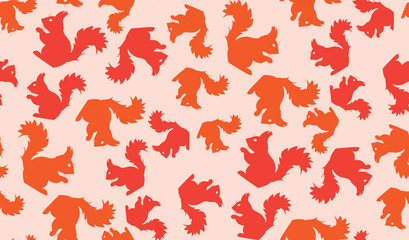 Vector abstract seamless background of squirrels