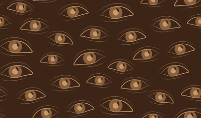 Vector abstract seamless background of the eye. Randomly scattered eyes