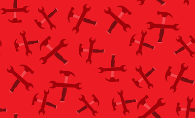 Vector seamless pattern of hammer and key