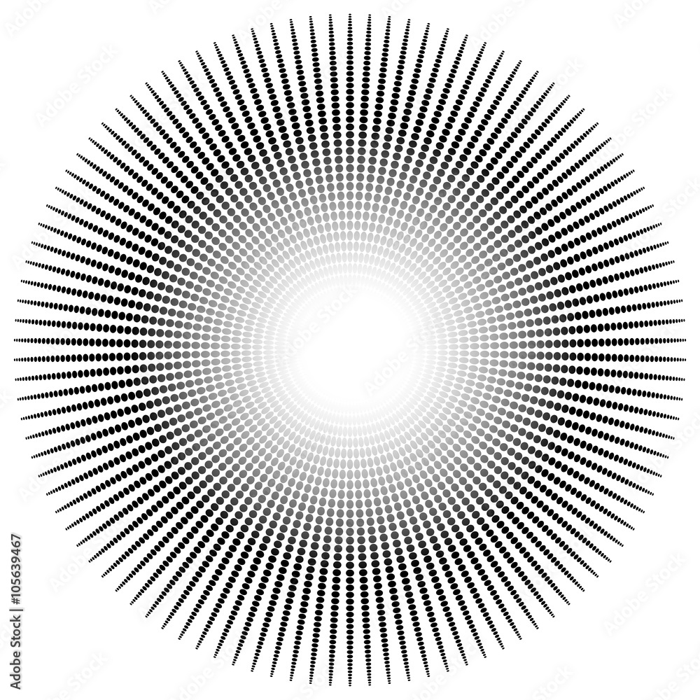 Poster abstract radial, dotted element with oval shapes.