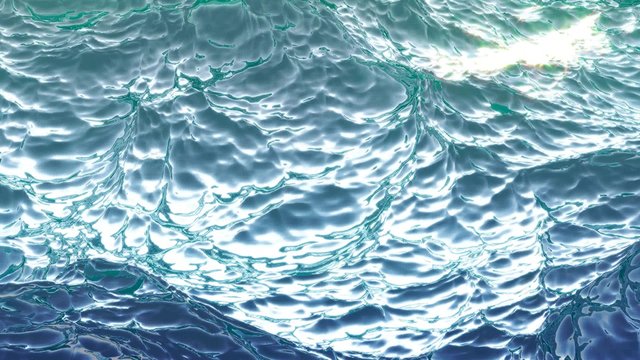 Vidéo 4k des vagues de l'océan. La mer reflète le soleil. Le bleu profond de l'océan est visible.
