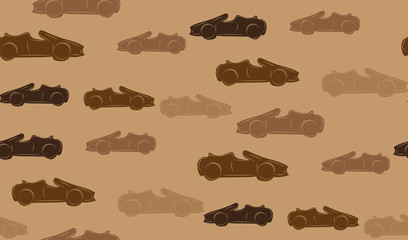 Vector seamless background of cars. Chaotic sports cars