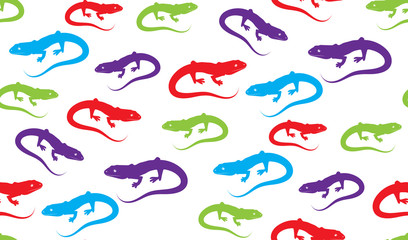 Vector seamless background of lizards. Chaotic lizard