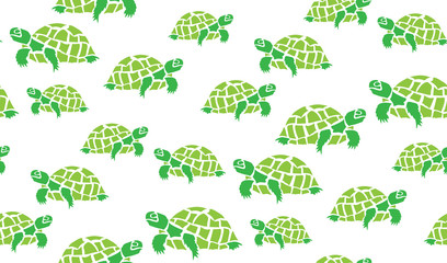Vector seamless background of turtles. Chaotic tortoise