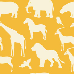 Seamless pattern with african animal silhouettes