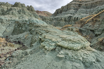 Ancient green clay patterns at the Sheep Rock Unit, John Day Fossil Beds National Monument