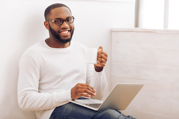 Afro American man at home