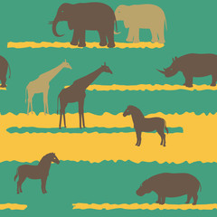 Seamless pattern with african animals
