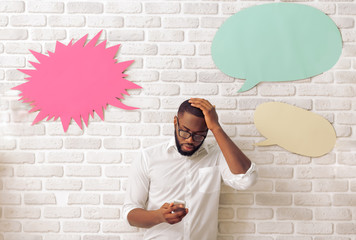 Afro American man with speech bubble