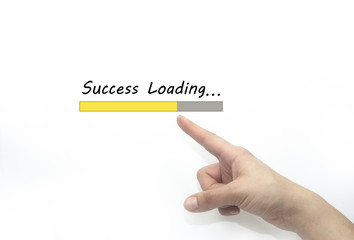 success loading Progress bar design with hand, business style concept. isolated on white