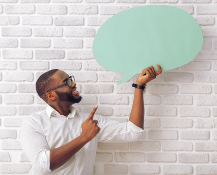 Afro American Man With Speech Bubble