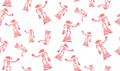 Vector abstract seamless background of robots. Chaotic androids