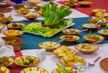 National dishes Jordan on a served table