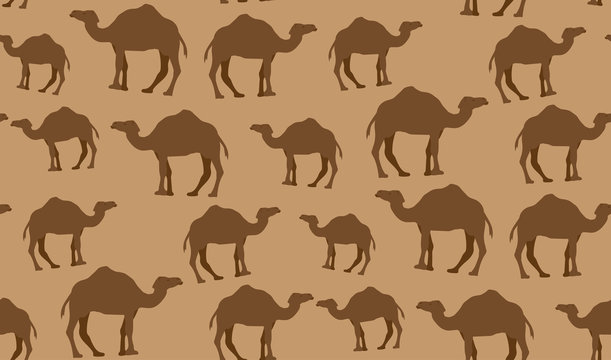 Vector seamless background of camels. Chaotic camels