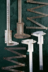 Measuring instruments. Caliper and iron ruler