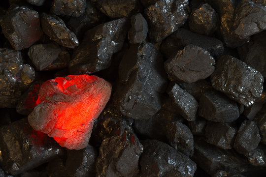 Red hot Charcoal on raw coal