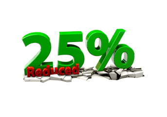3d 10 Precent down on a white background