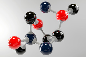 A 3d molecule on a grey background