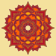 Vector color mandala. Mehndi style.
