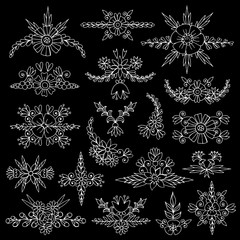 Vector set with hand drawn isolated doodles of flower composition