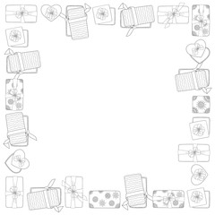 Giftbox with ribbon decoration design giftcard cover frame