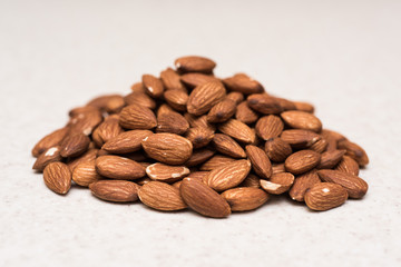 Dried almonds on the kitchen table