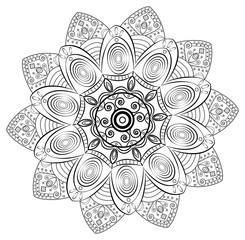 Mandala vector for coloring, mandala in bianco e nero vettoriale da colorare