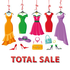 Colored summer dresses and accessories set.Sale