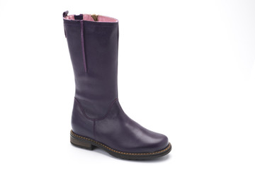 purple leather boot childrens shoe on a white background