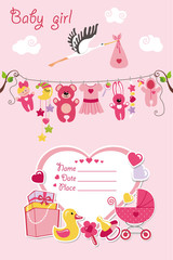 New born baby girl card shower invitation