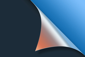 Bent paper corner on blue background