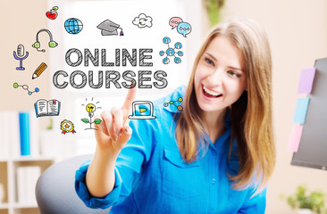 Online courses concept with young woman