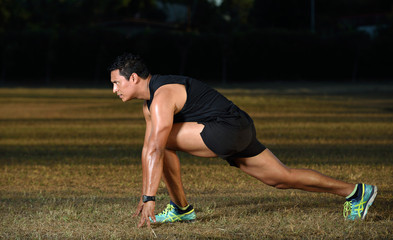 man ready to start run