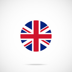 United Kingdom flag round icon. UK flag icon with accurate official color scheme