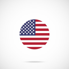 American flag round icon. US flag icon with accurate official color scheme